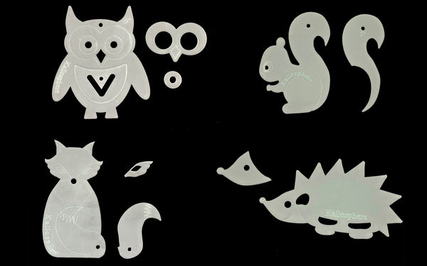 A SET OF FOUR ACRYLIC WOODLAND ANIMAL TEMPLATES