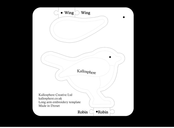 A ROBIN ACRYLIC MACHINE QUILTING TEMPLATE 4MM OR 6MM THICK