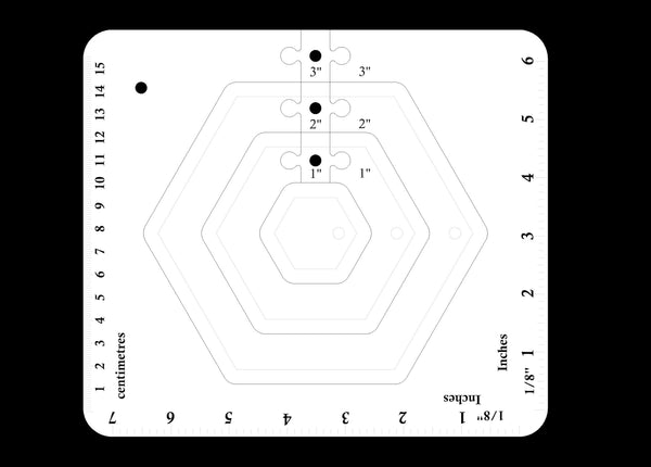A SET OF HEXAGON ACRYLIC MACHINE QUILTING TEMPLATES 4MM OR 6MM THICK