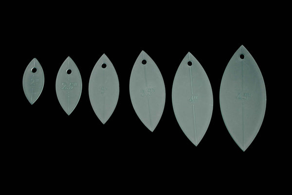 A SET OF 6 LEAF PETAL ACRYLIC CRAFT SEWING TEMPLATES