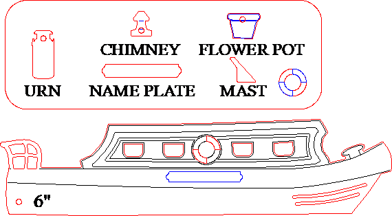 A BARGE ACRYLIC TEMPLATE FOR APPLIQUÉ, SEWING, QUILTING, PAPERCRAFT from 3"