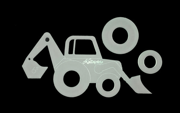AN ACRYLIC BACKHOE CONSTRUCTION SEWING/CRAFT TEMPLATE FROM 4"