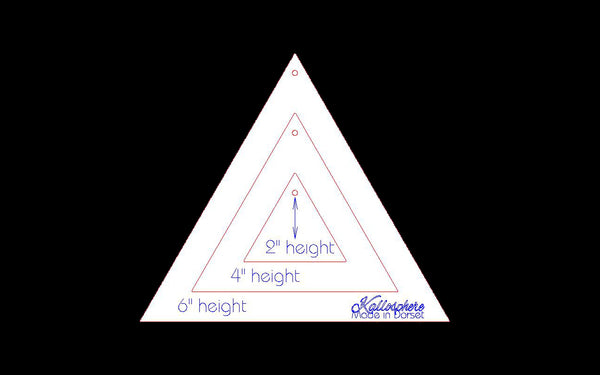 A SET OF THREE 60 DEGREE EQUILATERAL TRIANGLE SEWING/QUILTING/CRAFT TEMPLATES from 2” height