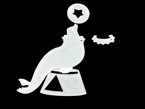 A SEAL CIRCUS ACRYLIC SEWING/CRAFT TEMPLATE from 3”