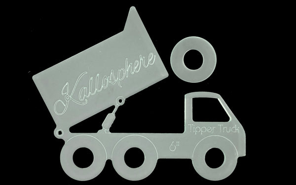 AN ACRYLIC TIPPER TRUCK CONSTRUCTION SEWING/CRAFT TEMPLATE FROM 4"