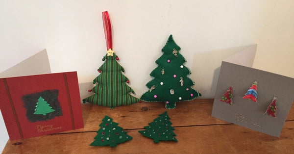 A SET OF ACRYLIC CHRISTMAS TREE SEWING/CRAFT TEMPLATES