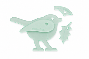 A CHRISTMAS ROBIN AND HOLLY LEAF ACRYLIC SEWING CRAFT TEMPLATE from 3"