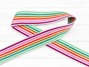 38mm Wide Cotton Blend Webbing - Rainbow