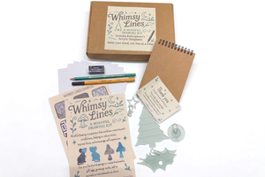 Mindful Drawing Kit for Adults & Teens | Christmas | – Relaxing Craft Kit with Acrylic Templates, Sketchbook & Pens (Gift Set)