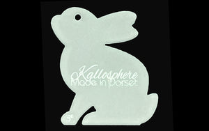 Kallosphere Rabbit sitting, side profile, acrylic template for appliqué and other craft projects, precise laser cut edges