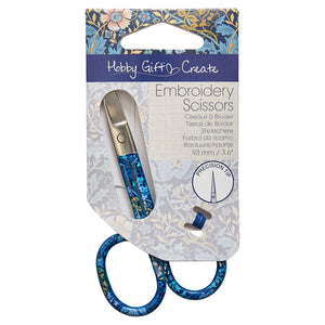 Hobby Gift Create 9.3cm embroidery scissors with fine tips on a plain background.