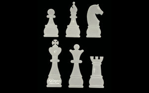A SET OF 6 CHESS PIECE ACRYLIC TEMPLATES