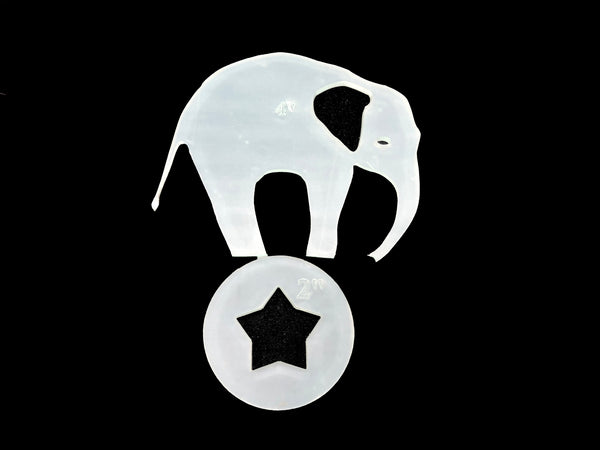 A CIRCUS ELEPHANT ACRYLIC SEWING/CRAFT TEMPLATE from 3"