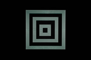 A SET OF SEVEN ACRYLIC QUILTING SQUARE SEWING/CRAFT TEMPLATES CM