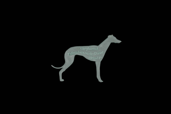 A GREYHOUND ACRYLIC SEWING/CRAFT TEMPLATE from 3"