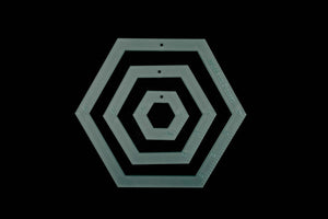 A SET OF SEVEN ACRYLIC HEXAGON SEWING/CRAFT STENCILS FOR QUILTING