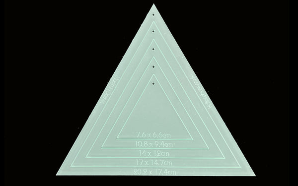 A SET OF FIVE BUNTING TRIANGLE SEWING/CRAFT TEMPLATES 20CM X 17CM