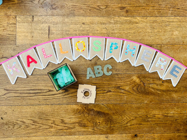 CORONATION PENNANT BUNDLE - 8" AND 4" PENNANT TEMPLATES AND A SET OF 6CM LETTER TEMPLATES PLUS BOX