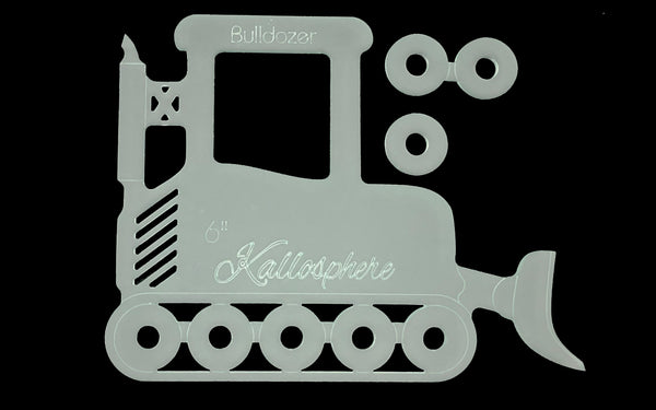 AN ACRYLIC BULLDOZER CONSTRUCTION SEWING/CRAFT TEMPLATE FROM 4"