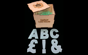 Frosted Kallosphere acrylic curved letter templates for sewing and fabric appliqué.