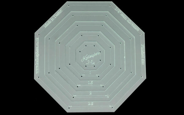 A SET OF FIVE ACRYLIC OCTAGON QUILTING TEMPLATES - up to 2.5” edge